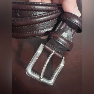 Aurelio Valentino Brown Genuine Leather Belt 36 0111 w/ Silver-Tone Buckle